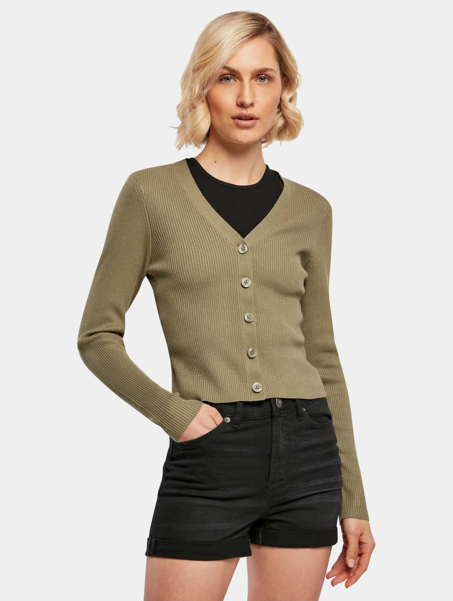 Urban Classics Ladies Short Rib Knit Cardigan
