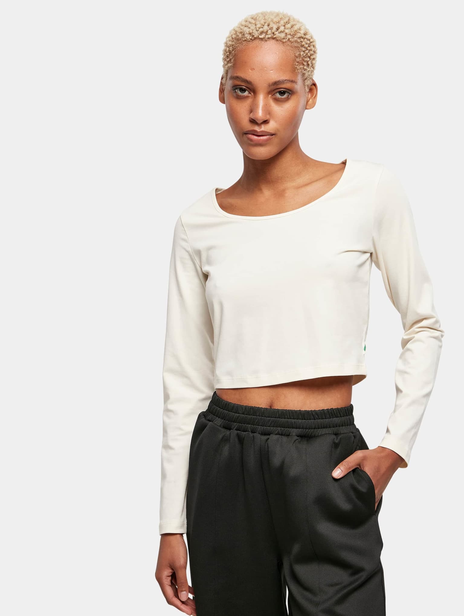 Urban Classics Ladies Essentials Wide Neck Cropped Longsleeve