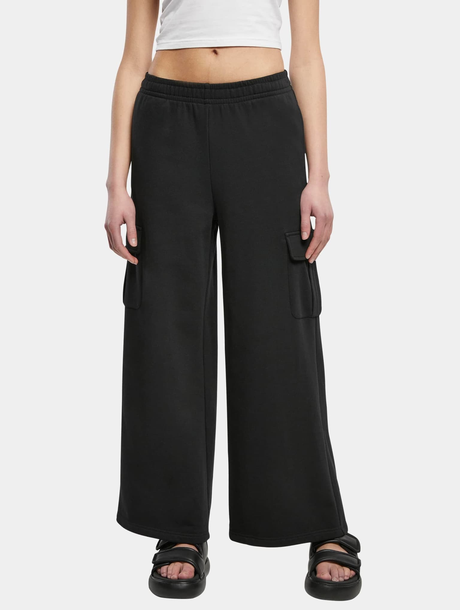 Urban Classics Ladies Highwaist Wide Leg Cargo Terry Pants