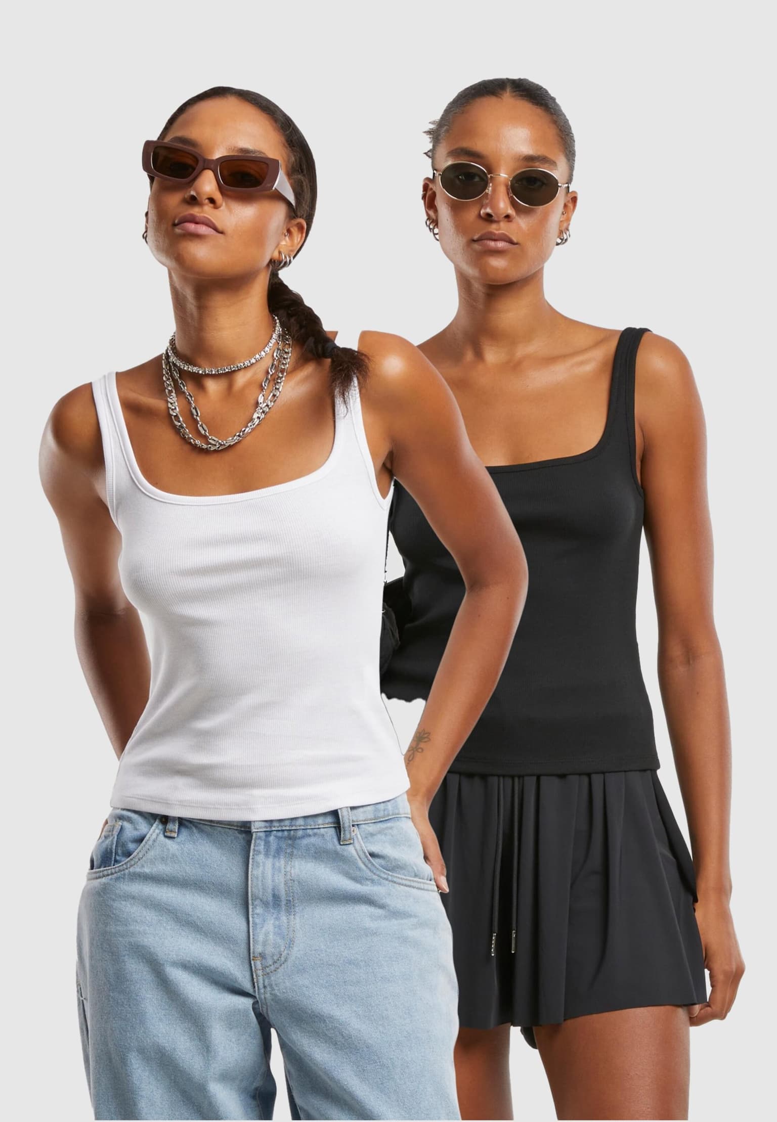 Urban Classics Ladies Wide Neck Rib Top 2-Pack