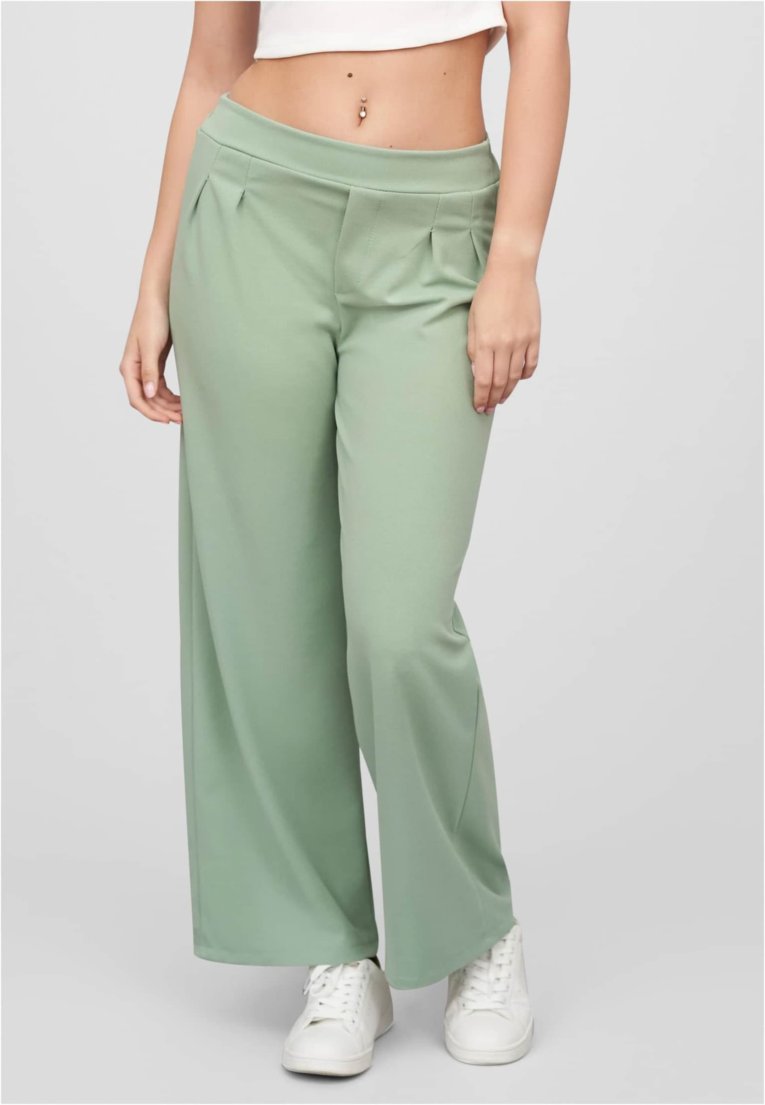 Cloud5ive Damen Stoffhose mit weitem Beinschnitt Gummibund Raffung