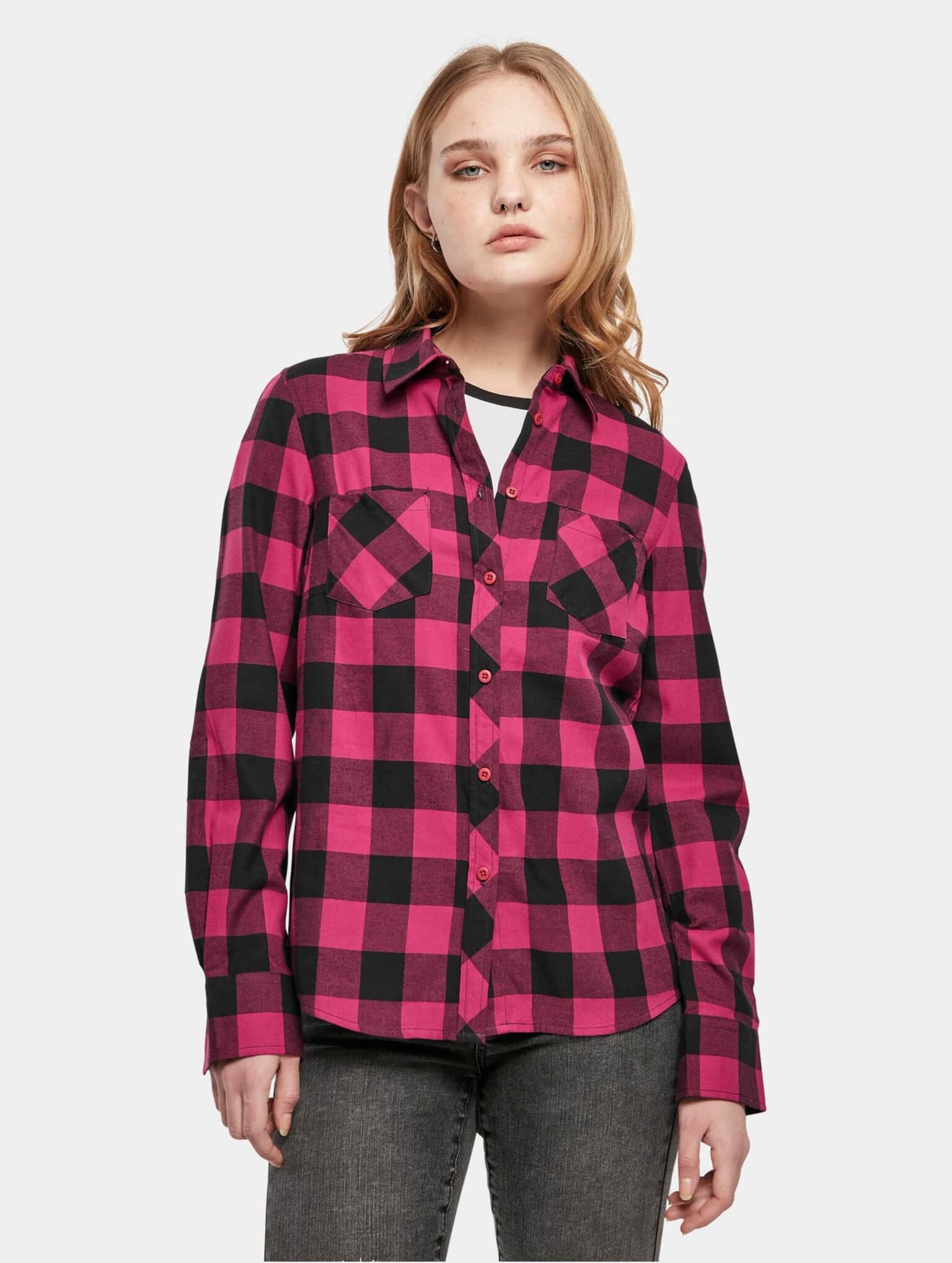 Urban Classics Ladies Turnup Checked Flanell Shirt