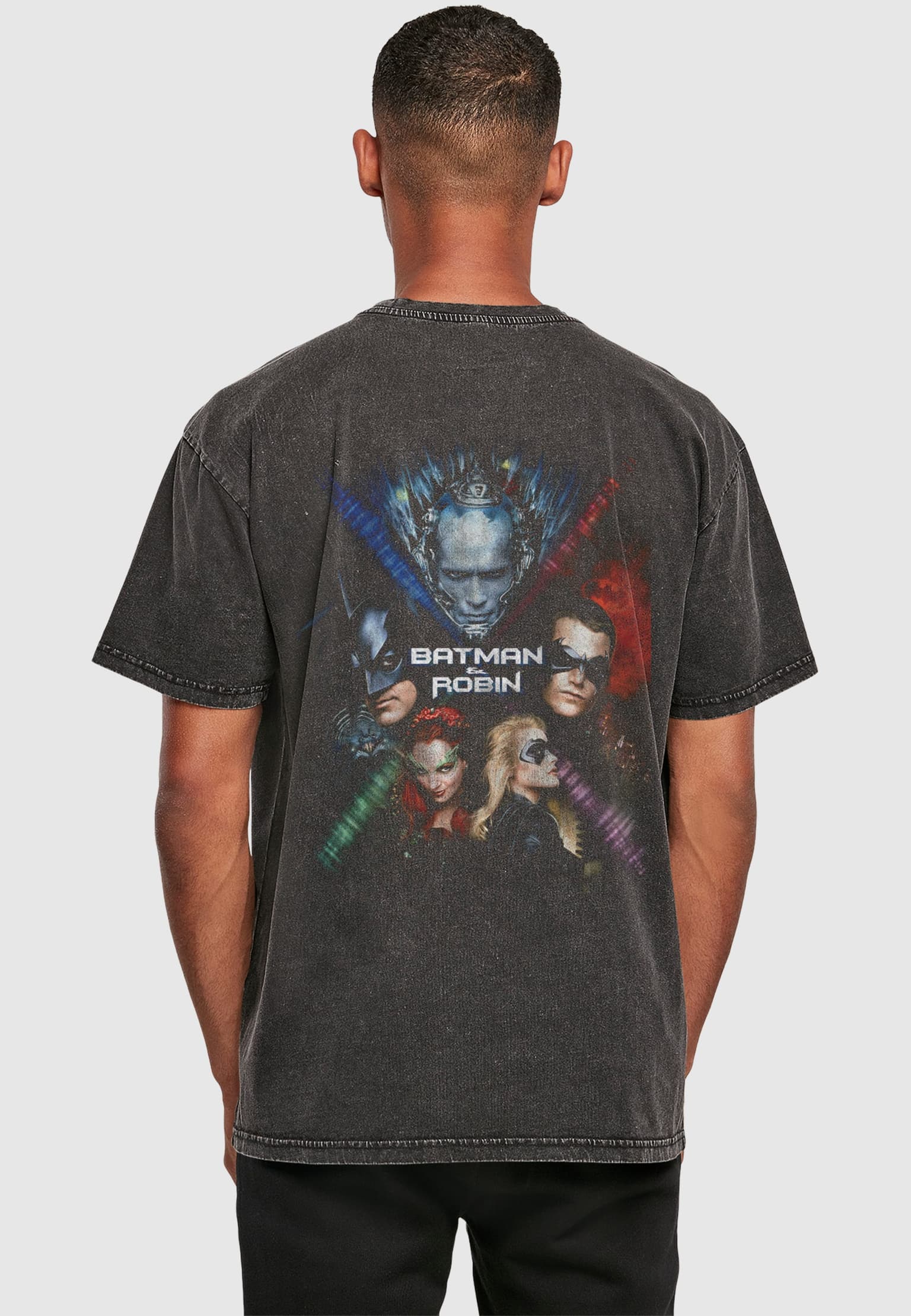 Merchcode Batman & Robin Acid Wash Heavy Oversize Tee