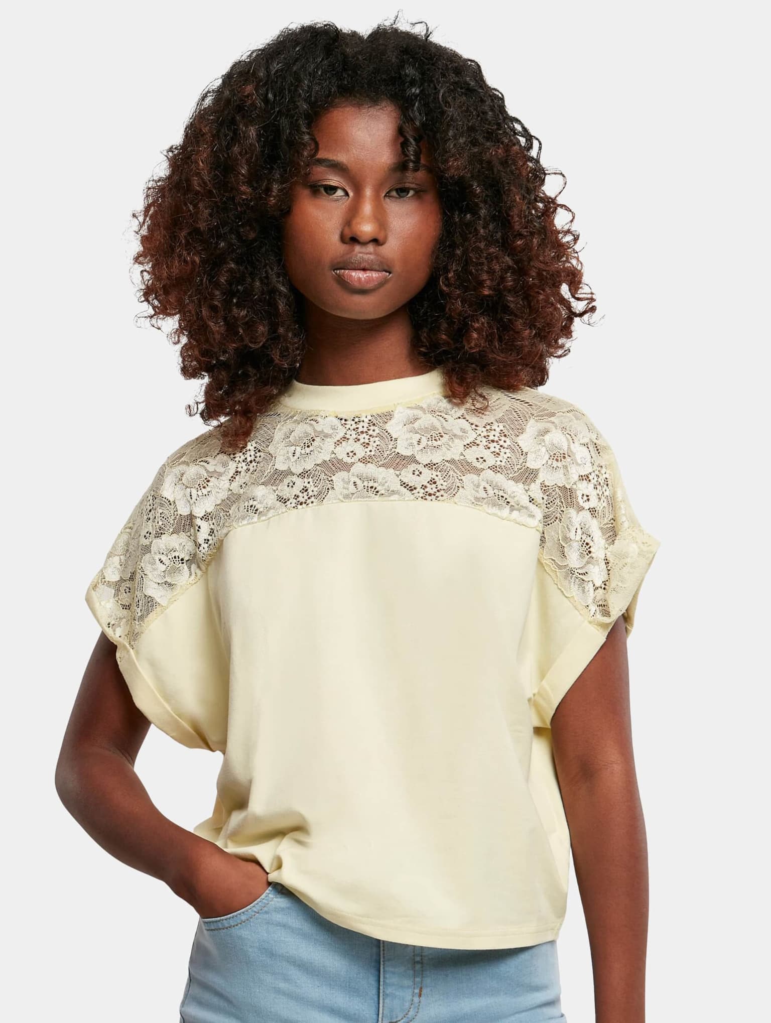 Urban Classics Ladies Short Oversized Lace Tee
