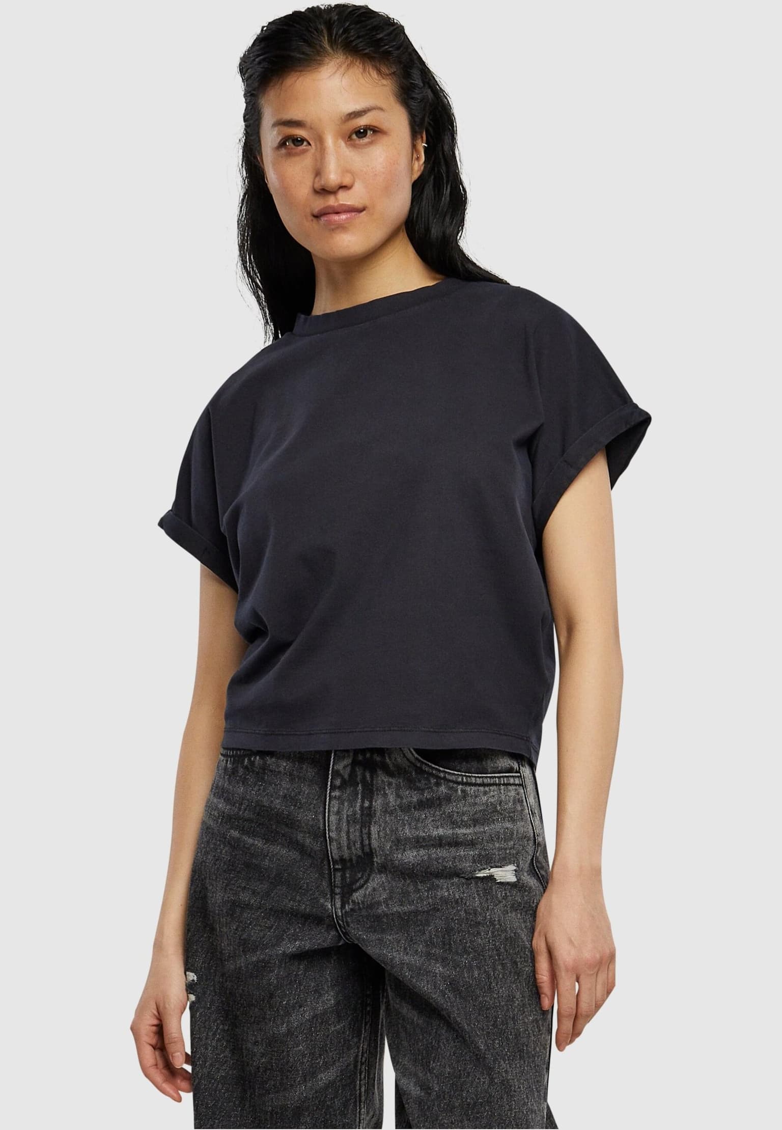 Urban Classics Ladies Short Pigment Dye Cut On Sleeve Tee