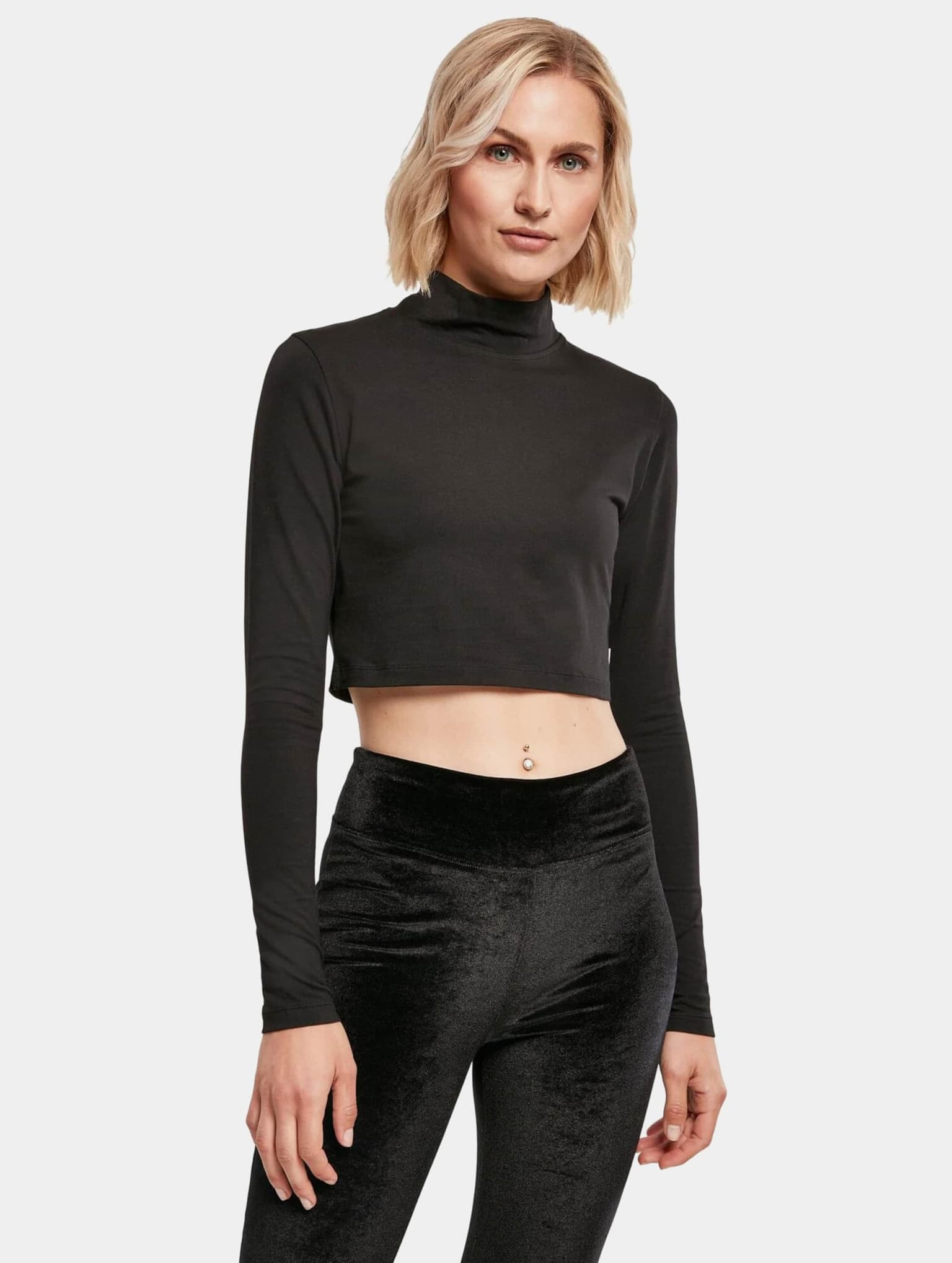 Urban Classics Ladies Essentials Cropped Turtelneck Longsleeve