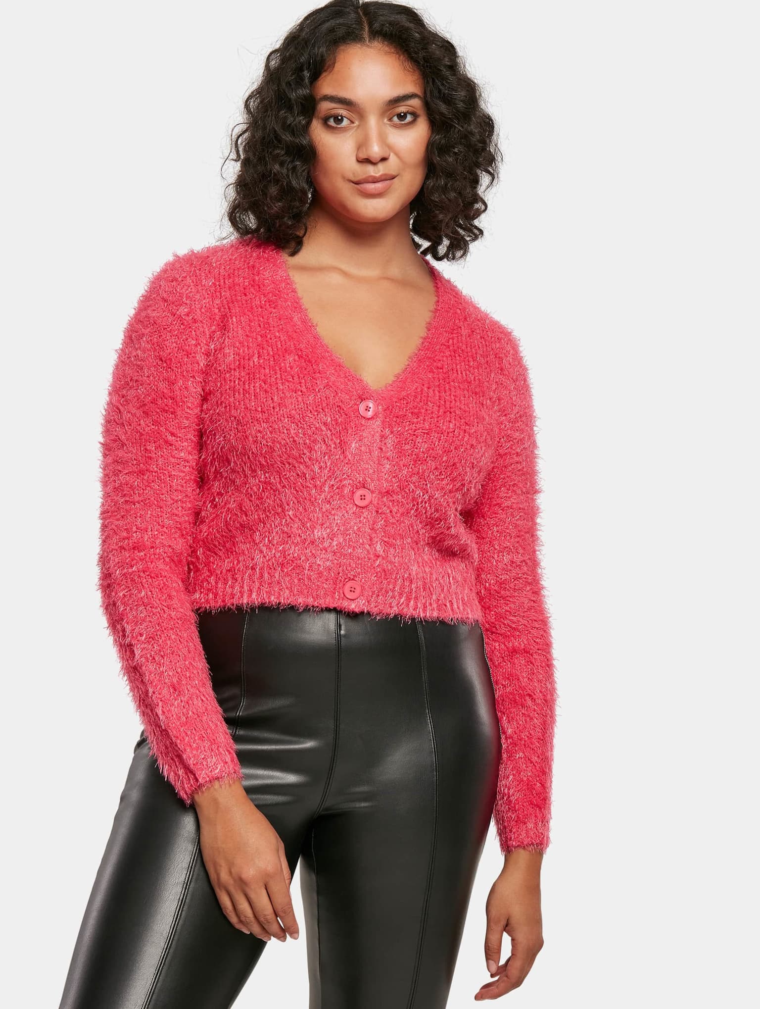 Urban Classics Ladies Cropped Feather Cardigan