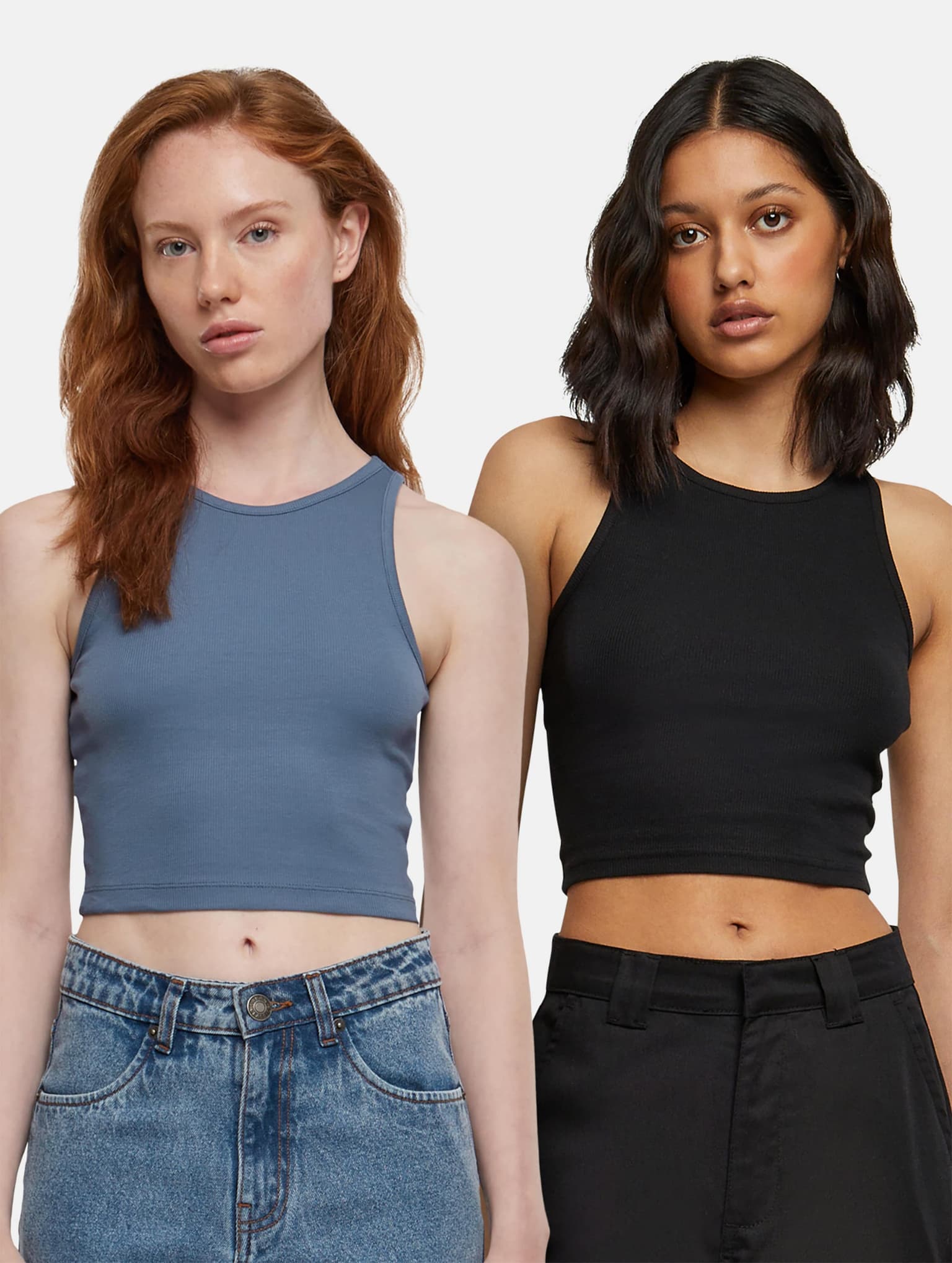 Urban Classics Ladies Cropped Rib Top 2-Pack