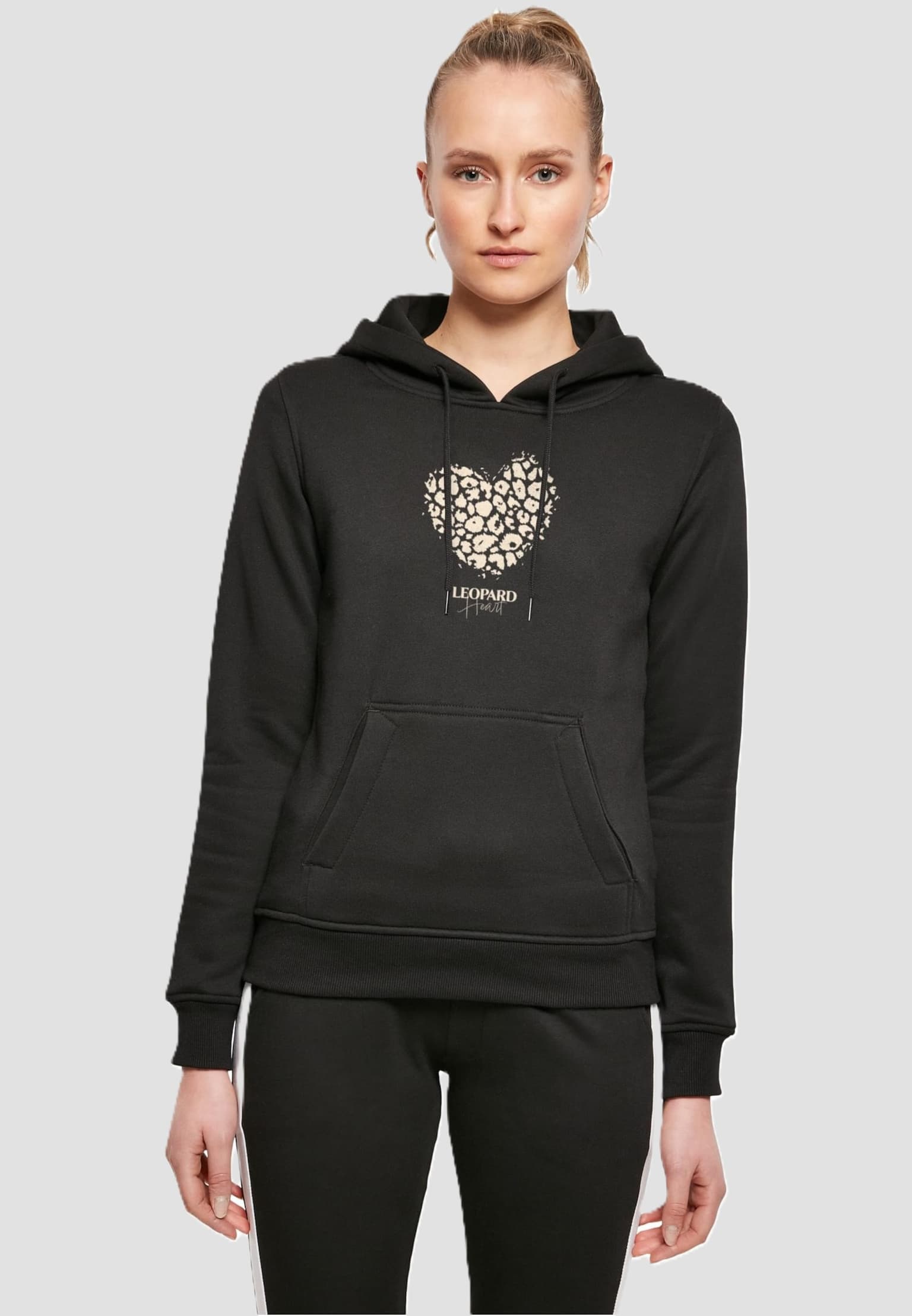 Merchcode Ladies Leopard Heart Heavy Hoody