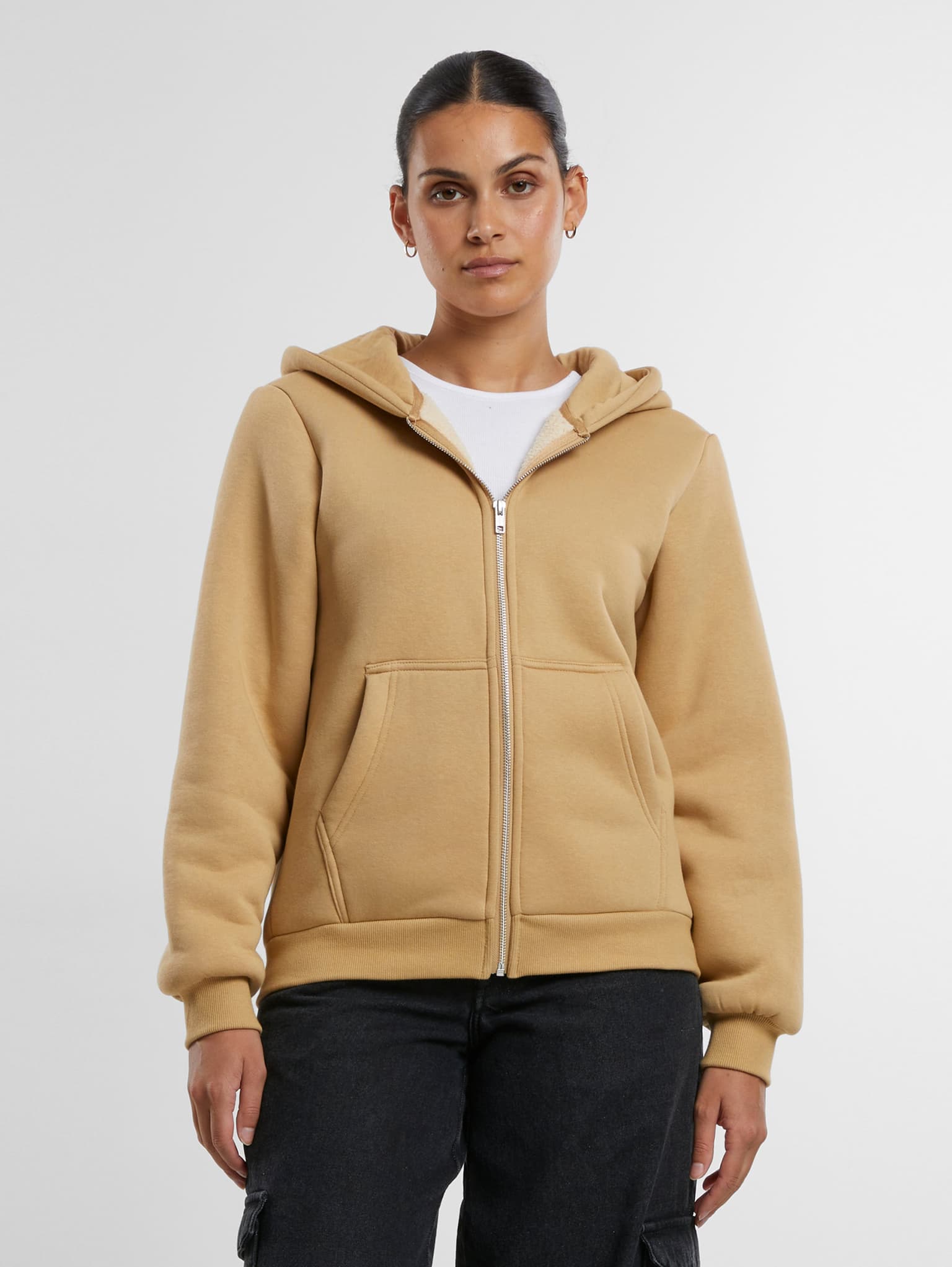 Urban Classics Ladies Bonded Sherpa Zip Hoody