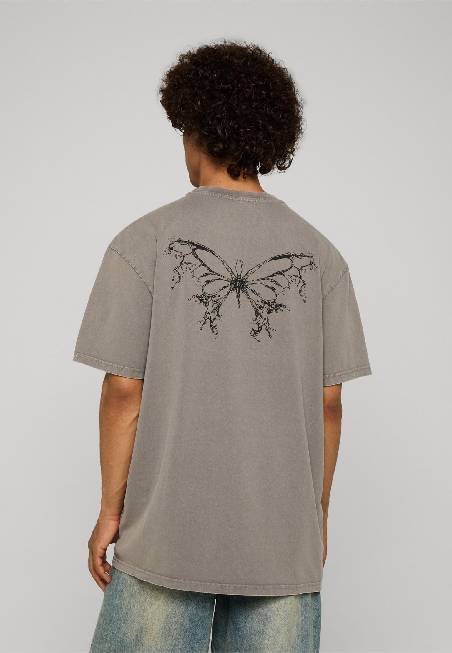 Lost Youth LY ACID WASHED TEE - BUTTERFLY V.3