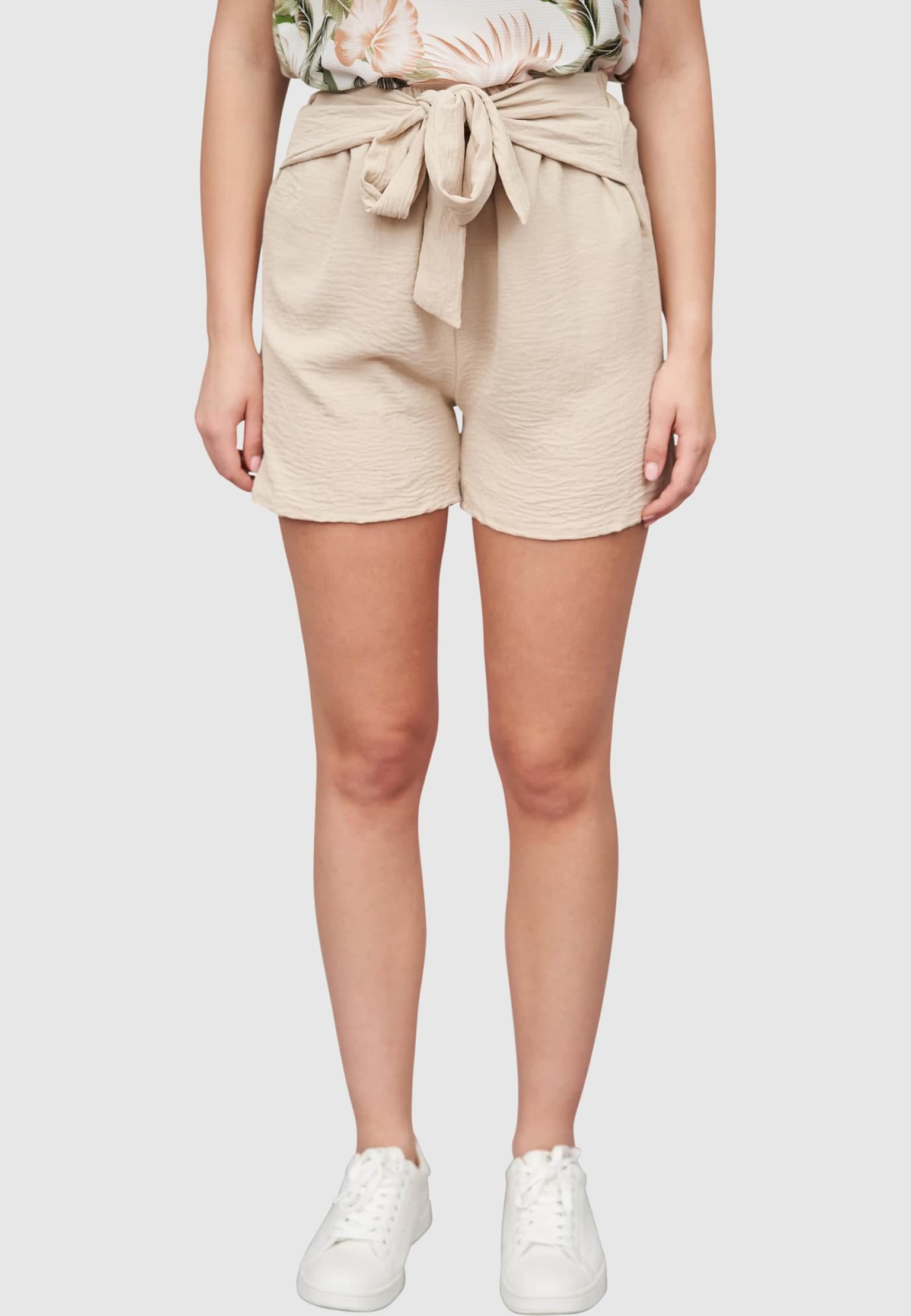 Cloud5ive Damen Short mit Deko-Bindegürtel u Elastikbund