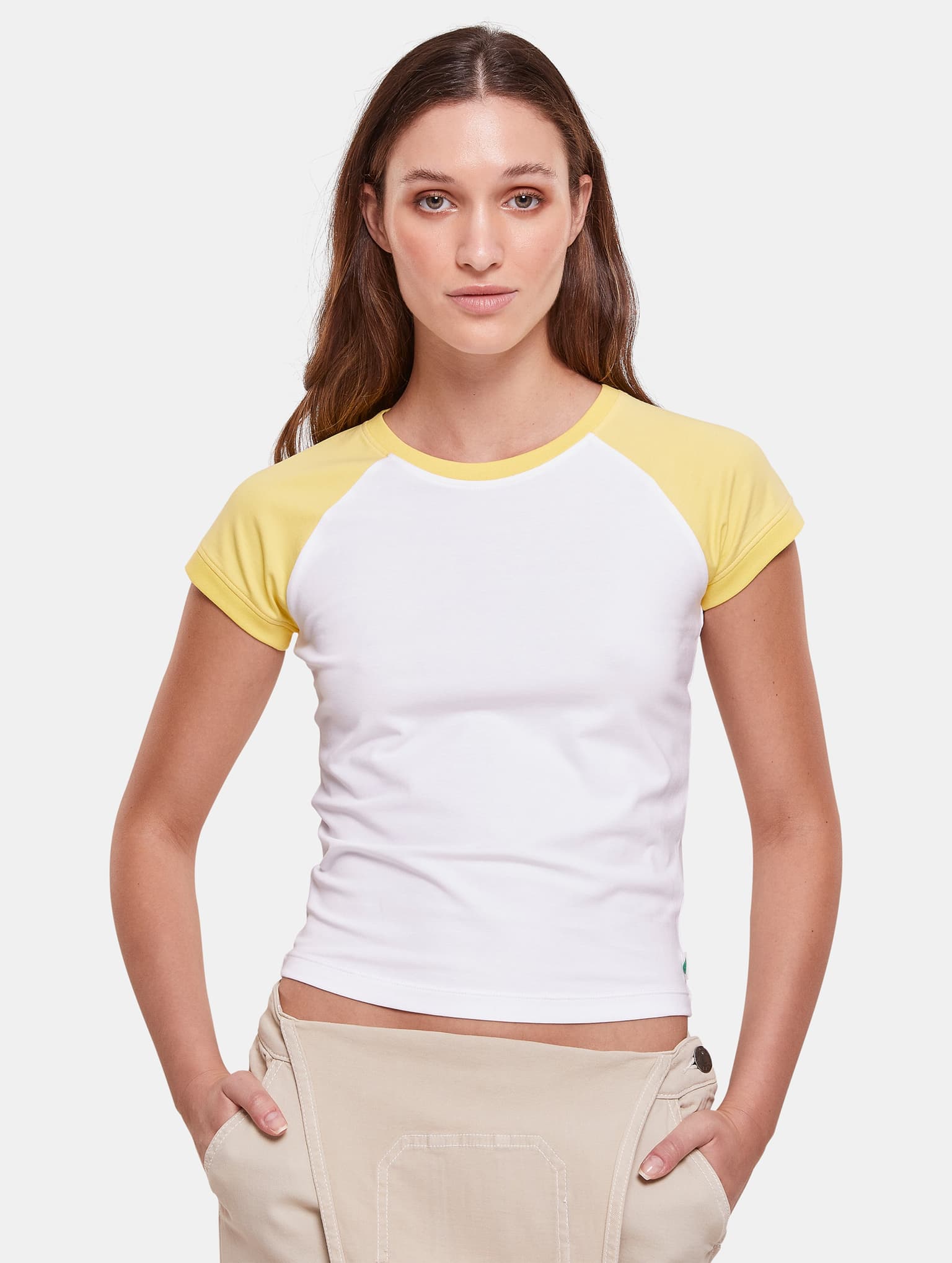 Urban Classics Ladies Essentials Stretch Short Retro Baseball Tee