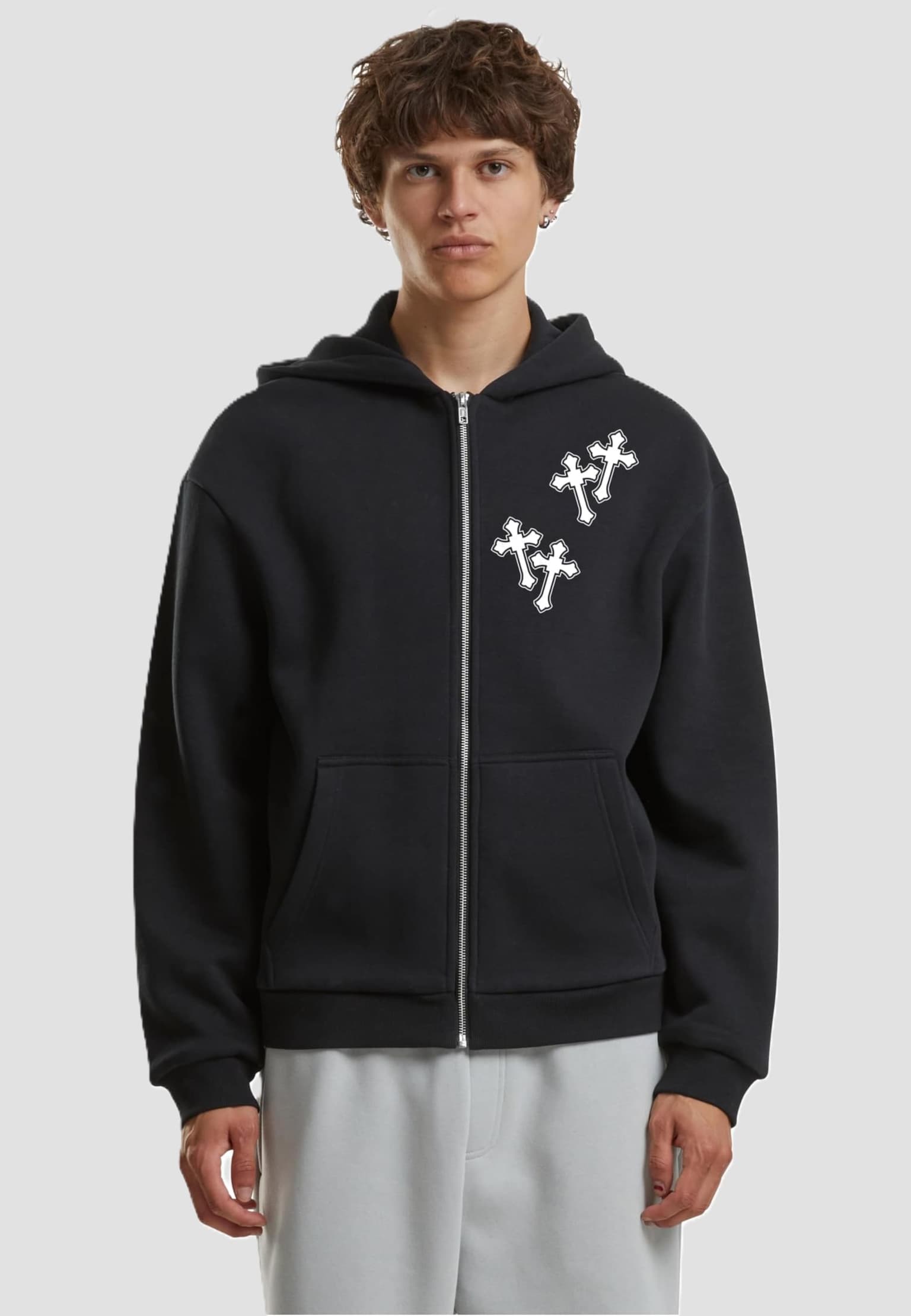Mister Tee Mary Cross Fluffy Zip Hoody
