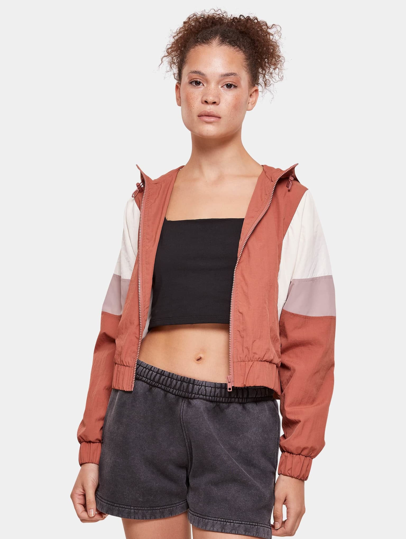 Urban Classics Ladies Short 3-Tone Crinkle Jacket