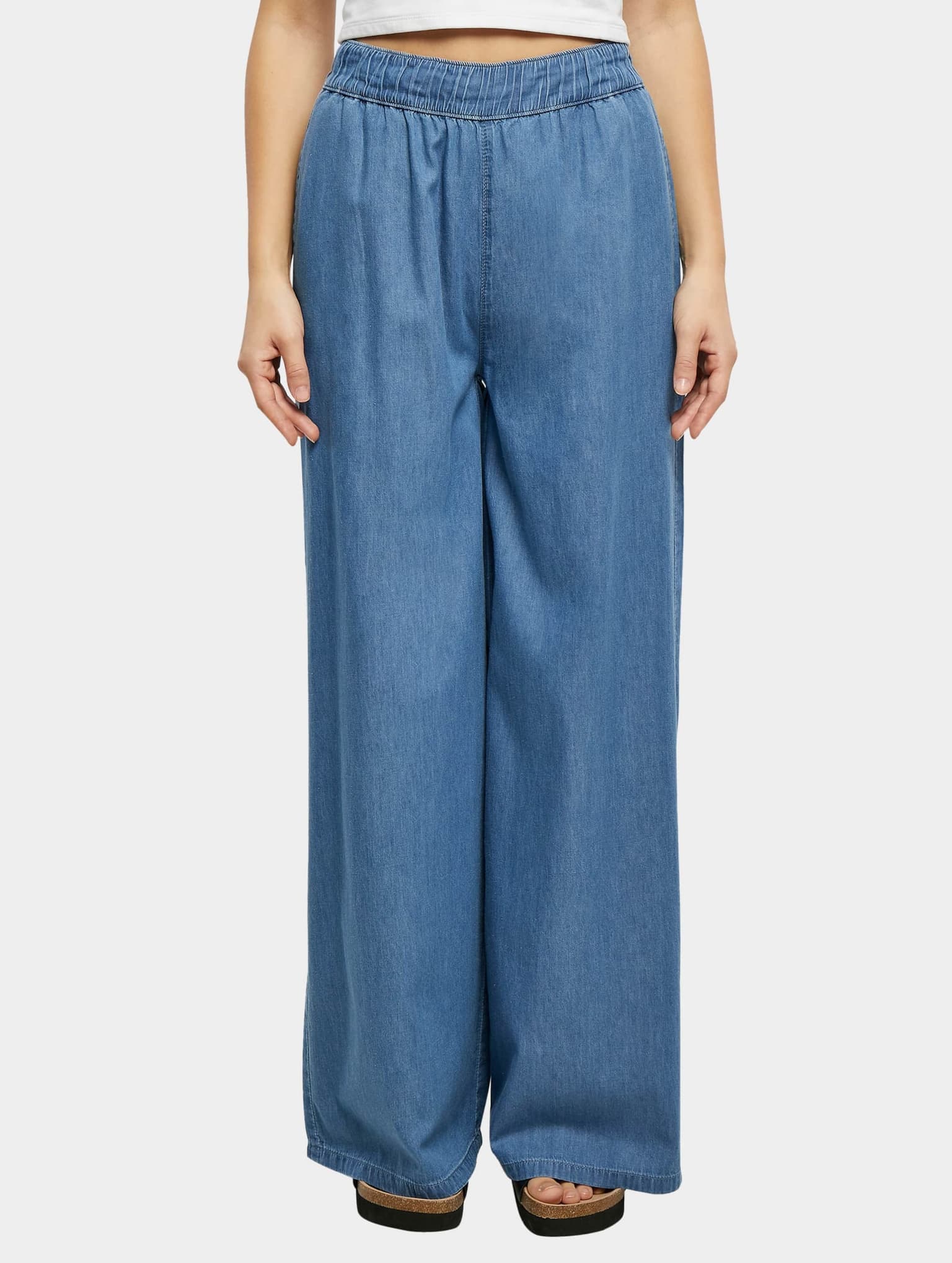 Urban Classics Ladies Light Denim Wide Leg Pants