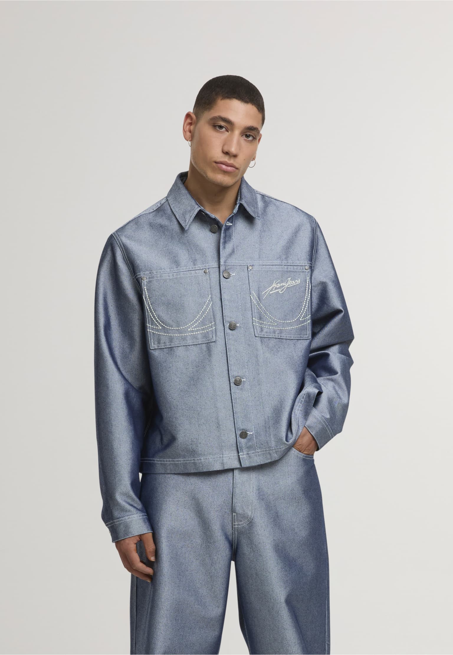 Karl Kani Jeans Cropped Silver Denim Jacket
